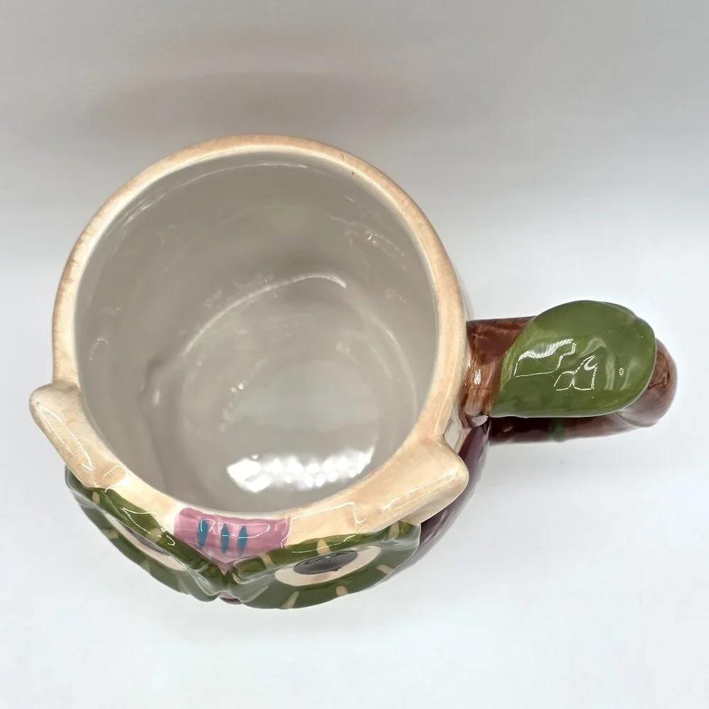 Pier 1 Imports Olli the Owl Coffee Cup Mug Hand Painted Dolomite Unique Lg 24 oz